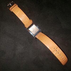 Fossil F2 ES-9585 Silver Case with Tan Leather Strap Watch